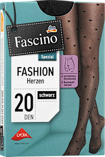 Strumpfhose mit Herz-Muster schwarz Gr. 42/44 Fascino