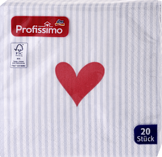 Troslojne salvete - motiv: srce, 25x25cm Profissimo