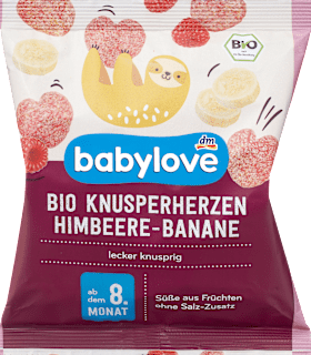 Bio málnás-banános puffasztott gabonasnack 8. hónapos kortól  babylove