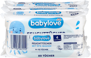 Vlažne maramice 99% voda, 4x80kom babylove