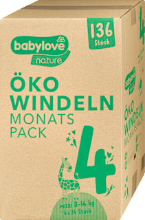 nature pelene, veličina 4 maxi (8-14 kg), mesečno pakovanje: 4 x 34 kom. babylove nature