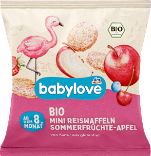 Био оризови вафли с летни плодове и ябълка, 8+м babylove
