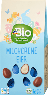 Bio jajčka iz mlečne čokolade s polnilom iz mlečne kreme dmBio