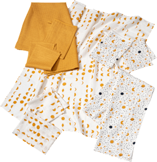 Mulltücher Starterset weiß/senf babylove