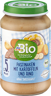 Menü Pastinaken mit Kartoffeln und Rind ab dem 5. Monat dmBio