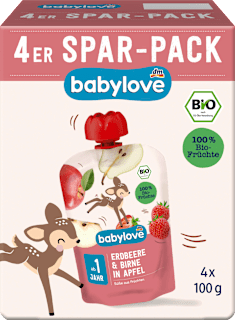 Piure de pere, mere și căpșuni ECO 12+ babylove