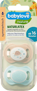 Schnuller Latex symmetrisch, braun/mint, ab 16 Monaten  babylove