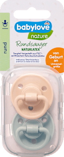 Schnuller Latex rund, Gr 1, beige/mint, von Geburt an  babylove nature
