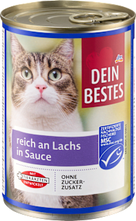 Nassfutter Katze reich an Lachs in Sauce Dein Bestes