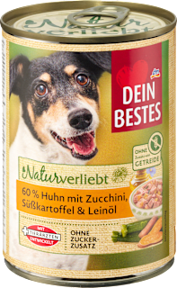 Hrană umedă pentru câini cu pui și vită Dein Bestes