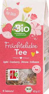 Bio sadni čaj z jabolko, brusnico, limono in jagodo (16 × 2,5 g) dmBio