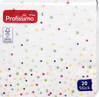 Ubrusi, 3–slojni, motiv konfeta, 25 x 25 cm Profissimo