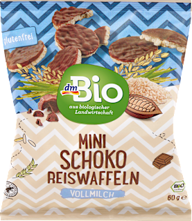 Mini gallette di riso con cioccolato al latte dmBio