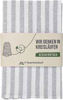 Geschirrtuch aus recycelter Baumwolle, gestreift grau/weiß (70x50 cm), 1 St