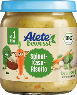 Menü Spinat-Käse-Risotto ab 1 Jahr Alete