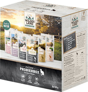 Nassfutter Katze, Probierbox, Multipack (8x100 g) Wildes Land