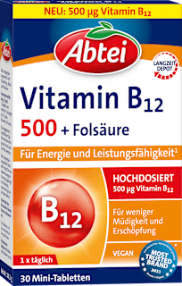 Tablete Vitamin B12 500 + folna kislina Abtei