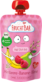 Quetschie Himbeere, Banane, Birne, Haferdrink ab 6 Monaten FruchtBar