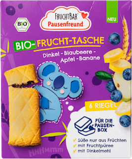 bio špaldové taštičky s příchutí jablko, borůvky a banán 6x22 g FRUCHTBAR Pausenfreund