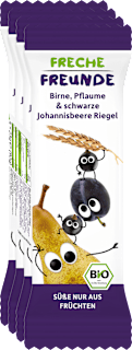 Fruchtriegel Bio mit Getreide, Birne, Pflaume und Johannisbeere ab 1 Jahr Freche Freunde