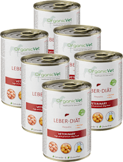 Nassfutter Hund mit Huhn, Leber Diät Multipack (6x400 g) OrganicVet
