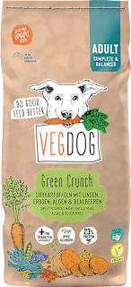 Trockenfutter Hund mit Süßkartoffeln & Linsen, Green Crunch, vegan VEGDOG