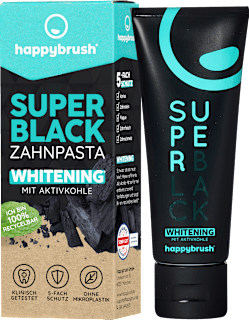 Zahnpasta Super Black mit Aktivkohle happybrush