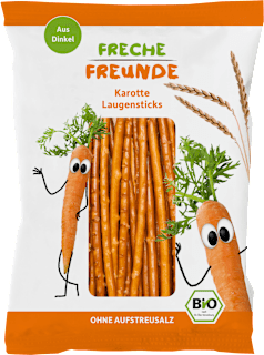 Kindersnack Laugensticks Karotte Freche Freunde