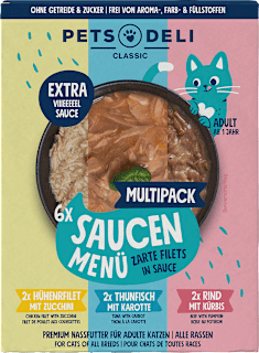Nassfutter Katze Saucenmenü Multipack (6x40 g) Pets Deli