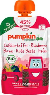 Quetschie mit Süßkartoffel, Blaubeere, Birne, Rote Beete & Hafer, ab dem 6. Monat pumpkin organics