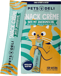 Katzenleckerli Cremesnack sensitiv mit Ente & Jakobsmuschel (6x15 g) Pets Deli