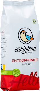 Kaffee, gemahlen, entkoffeiniert earlybird coffee