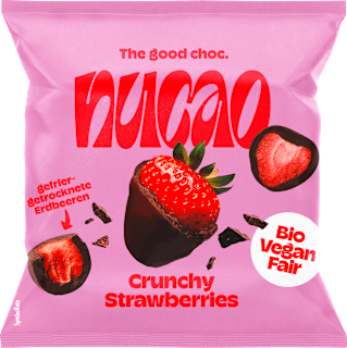 Trockenfrüchte, Crunchy Strawberries, Erdbeeren mit Schokolade nucao