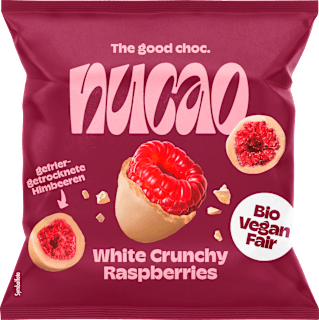 Trockenfrüchte, White Crunchy Raspberries, Himbeeren mit Schokolade nucao