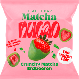 Trockenfrüchte, Matcha Crunchy Strawberries, Erdbeeren mit Schokolade nucao