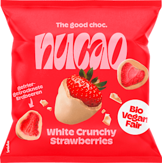 Trockenfrüchte, White Crunchy Strawberries, Erdbeeren mit Schokolade nucao