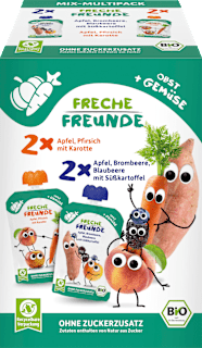 Quetschie Obst & Gemüse ab 6 Monaten, (4x100 g) Freche Freunde