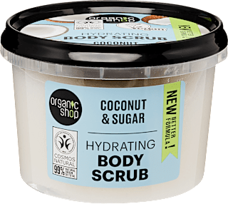 Hidratáló testradír kókusszal és cukorral organic shop
