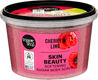 Puhító testradír cseresznyével és lime-mal organic shop