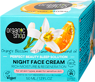 Éjszakai arckrém narancsvirággal E-vitaminnal és mandulaolajjal organic shop