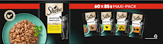 Nassfutter Katze Geflügel Variation, Mini Filets in Sauce, Selection Maxipack (60x85 g) Sheba
