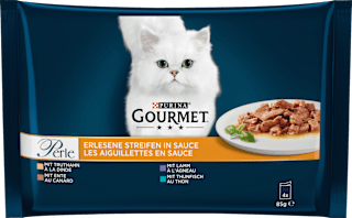Nassfutter Katze Perle Erlesene Streifen Fisch- & Fleischvariation Purina Gourmet