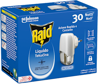 Diffusore liquido 30 notti con ricarica contro le zanzare Raid