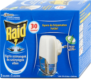 Elektromos szúnyogirtó párologtató készülék és utántöltő Raid