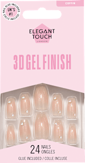Künstliche Nägel 3D Gel Finish Coffin Elegant Touch