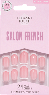 Künstliche Nägel Salon French Medium Square Elegant Touch