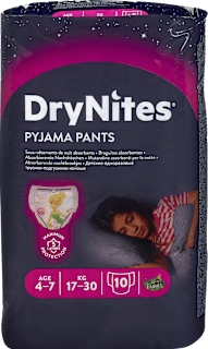 Mutandine assorbenti notte bimba 4-7 anni (17-30 kg) DryNites