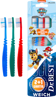 Zahnbürste Kinder Paw Patrol, bis 7 Jahren  Vorteilspack (2+1 Gratis) Dr. Best