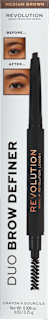 Молив за вежди Duo Brow Definer -  Medium Brown REVOLUTION