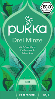 Kräutertee "Drei Minze" mit Pfefferminze, Grüner Minze & Ackerminze (20 Beutel) pukka